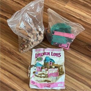 Lincoln Logs Little Prairie Farmhouse Playset Blocks- Pink & Teal Accents
